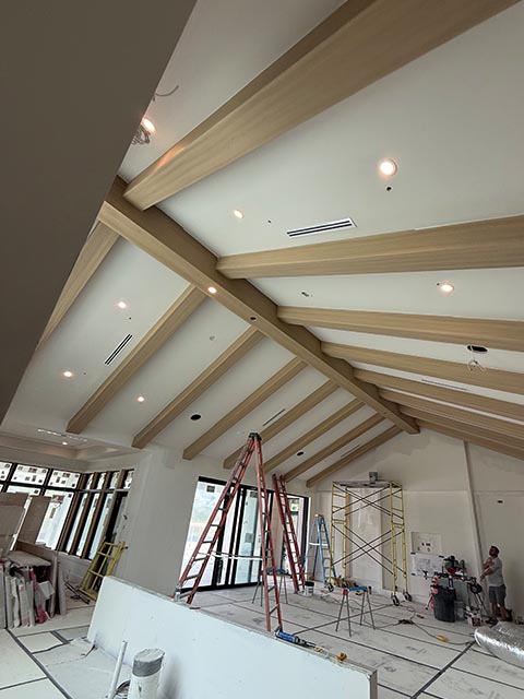 Finished beams in a Naples FL home ceiling by Diamond Resin Products